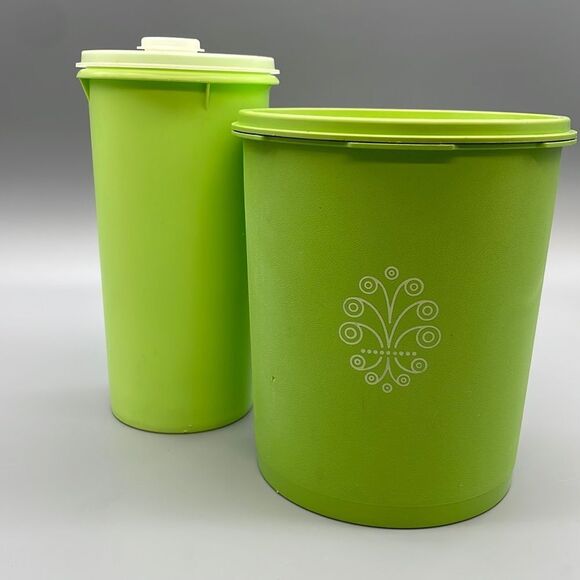 Tupperware Other - Vintage Tupperware Servalier Storage Canister Lime Green and 261 1 QT Pitcher